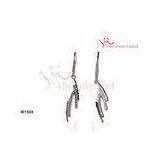 18K Gold Plated China Herb Ginseng Long Drops Hip Hop Hoops Silver CZ Earrings With Pendants thumbnail-1