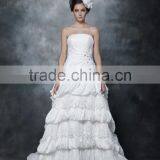 A-Line Straight Neck Strapless Ruffle Wedding Dress Bridal Gown AS28702 thumbnail-3