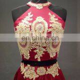 Cheap Halter Design Two-Piece A Line Long Evening Dress thumbnail-3