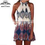 2016 BAIYIMO Women Summer Short Chiffon casual Sleeveless Party Dress