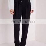 Hottest Ladies Casual Trouser Design Muslin Tapered Trousers Black thumbnail-2