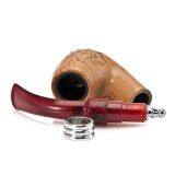 145mm Length Wooden Resin Short Tobacco Pipe With Yellow Flower Engraving Head for Smoking thumbnail-4