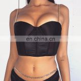 Women Sexy Clubwear Hollow Out Red Black White Metal Chain Adjustable Lace Up Sleeveless Crop Top Tank Tops Tees Camisole thumbnail-5