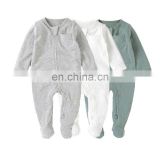 100% Organic Cotton Solid New Born Baby Footed Pajamas
