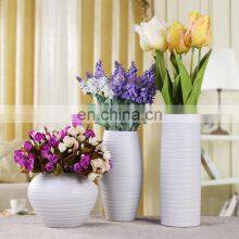 Chinese Style Big Size Ceramic Floor White Large Caliber Pottery Flower Vase thumbnail-1