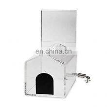 hot sale ballot suggestions charity box acrylic house-shape donation box with lock