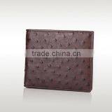 High Quality Brown Color Genuine Real Ostrich Leather SIM Card Slot Small Wallet for Men thumbnail-2