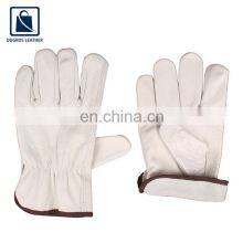 White Color Straight Thumb Color Binding Fashionable Leather Gloves Supplier thumbnail-3