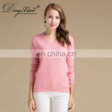 Custom Plain Knitted Basic V Neck Pullover Women Cashmere Sweater thumbnail-5