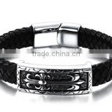 Stainless Steel Leather Bracelets Clasps Man Woman Bracelets