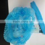 Disposable Non Woven Hairnets Single Elastic Blue 10gsm PP
