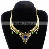 Women Jewelry 18k Gold Plated Pink Crystal Choker Chunky Statement Bib Necklace thumbnail-5