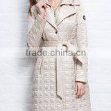 2015 -2016 Trendy Jacket ,women Long Quilted Coat With Belt,milk White Jackets