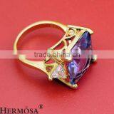 Luxury Rectangle Amethyst White Topaz18KGP Women Engagement Prom Partty Ring thumbnail-6