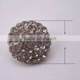 (M0313-24mm) Metal Rhinestone Button With Loop,silver Plating thumbnail-1
