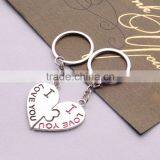 Manufactory Price Classical Design Lovers Keys Chain Silver Plated Heart Shaped Charm Keychain/ thumbnail-6