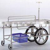 Stainless Steel Medical Stretcher With 2 Big 2 Small Wheels E-6