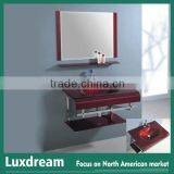 Modern Bathroom Vanity With Red Glass Stemware