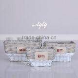 Unique Vintage Handwoven Wicker Christmas Gift Basket Empty With Ribbon Garden Planter Moulds thumbnail-1