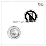 Custom Engraving Prohibit Use Mobile Phones Sign Logo Snap Button Pendant thumbnail-1