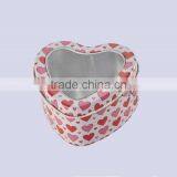 Fancy High Quantity Heart Tin Box With Clear Window