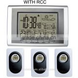 Radio controlled clock 3 Transmitters, 433MHz RF Wireless Weather Station Indoor Outdoor Temperature Humidity Digital Alarm