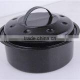 Kitchen Tool Black Round Enamel Shallow Baking Pan With Lid thumbnail-2