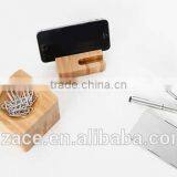 Bamboo Smart Phone Dock Stand Desk Organizer Office Accessories Set thumbnail-3
