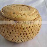 China Style Rouond New Bamboo Weave Casket With Lid S thumbnail-5