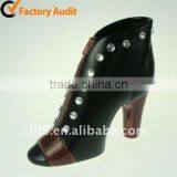 8 Inch High-heeled Shoe Shape Ceramic Vase in Black thumbnail-1