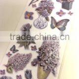 Purple Colorway Tulip & Butterfly Design Sticker, Classic Decorative Shinny Glitter Sticker thumbnail-2