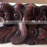 Hand Crafted Wall Hanging Wooden Mask of Hindu Lord Ganesh Nepal thumbnail-2