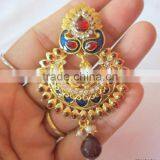 Bollywood Polki Gold Tone Dangler EARRINGS thumbnail-4
