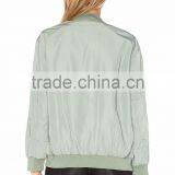 MGOO Fashion 2017 Customize Light Green Pilot Bomber Jacket Zipper UP With Pocket High Quality Satin Jacket thumbnail-3