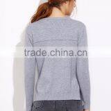 Custom Made Grey Split Side High Low Pocket Sweater Long Sleeve Round Neck Pullovers Casual Sports Sweater thumbnail-3