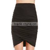 MGOO Latest Design Plain Pleated Knee Length Skirt For Ladies Magic Ruched Wrap Skirt China 15144A014 thumbnail-6