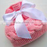 Wholesale Pure Colors Winter Knitting Beanies Baby Kids Bowknot Crochet Hats thumbnail-3