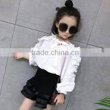 2-7 Years Wholesale 2017 Hot Sale Girls Ruffles Shirt Full Sleeve Fashion Cotton Autumn Shoulderless Girls Blouse thumbnail-1