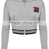 Plus Size Crop Top Letter Print Long Sleeve Zip Up Sweatshirt Sports Hoodie For Women thumbnail-1