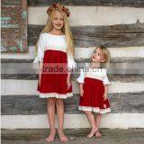 Little Gilrs Christmas Boutique Baby Kids Red Lace Ruffle Christmas Party Dresses thumbnail-1