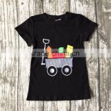 new arrival baby boys short sleeve icing boutique back to school black top shirts raglans cotton bus clothes