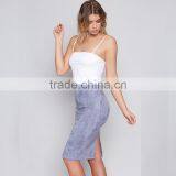 Lavender New Color Midi Suede Pencil Skirt Nice Fit Modern Simple Ladies Wear thumbnail-3
