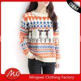 Womens Jacquard Design Fashionable Pullover Custom Christmas Sweater With Reindeer Pattern thumbnail-1