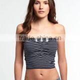 2017 China Manufacturer Shandao Custom Women New Summer Sexy Design Strapless Bodycon Striped Cotton Spandex Top Cropped thumbnail-2