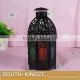 13cm Tall Black White Painting Iron Carving Design Colorful Glass Lamp Shade thumbnail-1