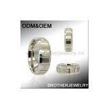 316 Stainless Steel 2012 Wedding Ring Embedded With 3pcs of CZ thumbnail-1