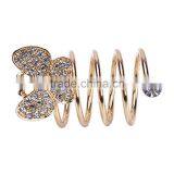 Gold&Silver-plated Rhinestone Butterfly Wrap Around Spiral Rings thumbnail-2
