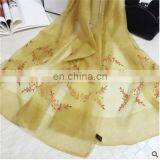New Spring Section of High-grade Silk Wool Elegant Peach Pattern Breathable Thin Embroidery Shawl Female Scarf thumbnail-2