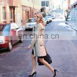 Notched Collar Double-breasted Horn Button Front Back Vent Mid-length Windbreak Women Trench Coat thumbnail-5