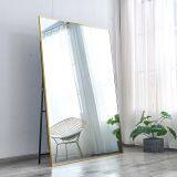 Nordic Brass Rectangular Bathroom Wall-mounted Mirror/dressing Table Mirror, Full-length Mirror Gold Customization thumbnail-4